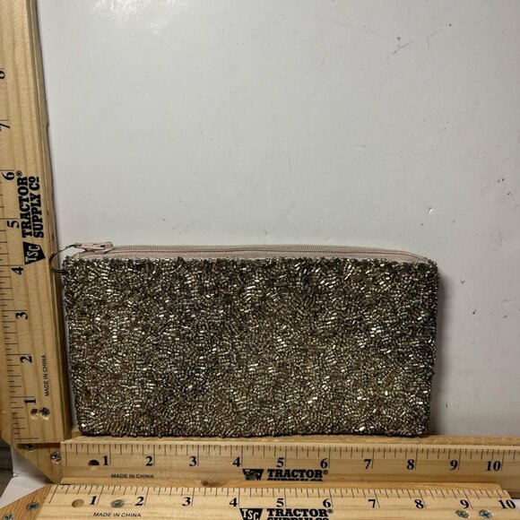 Vintage Beaded Pouch with BOE Lettering Stylish Zippered Coin Purse - Picture 2 of 2